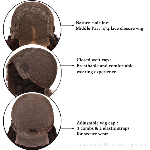 Raw Indian Remy Yaki Human Hair Wig with Closure Wholesale Virgin 4x4 lace frontal Wig Kinky Straight human hair wig